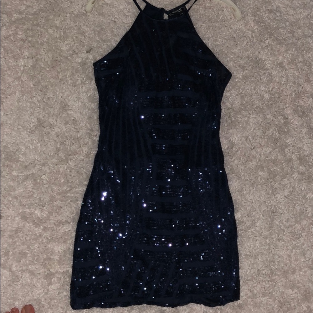 Navy sequin dress
